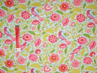 Patchworkstoff Vögel und Blumen